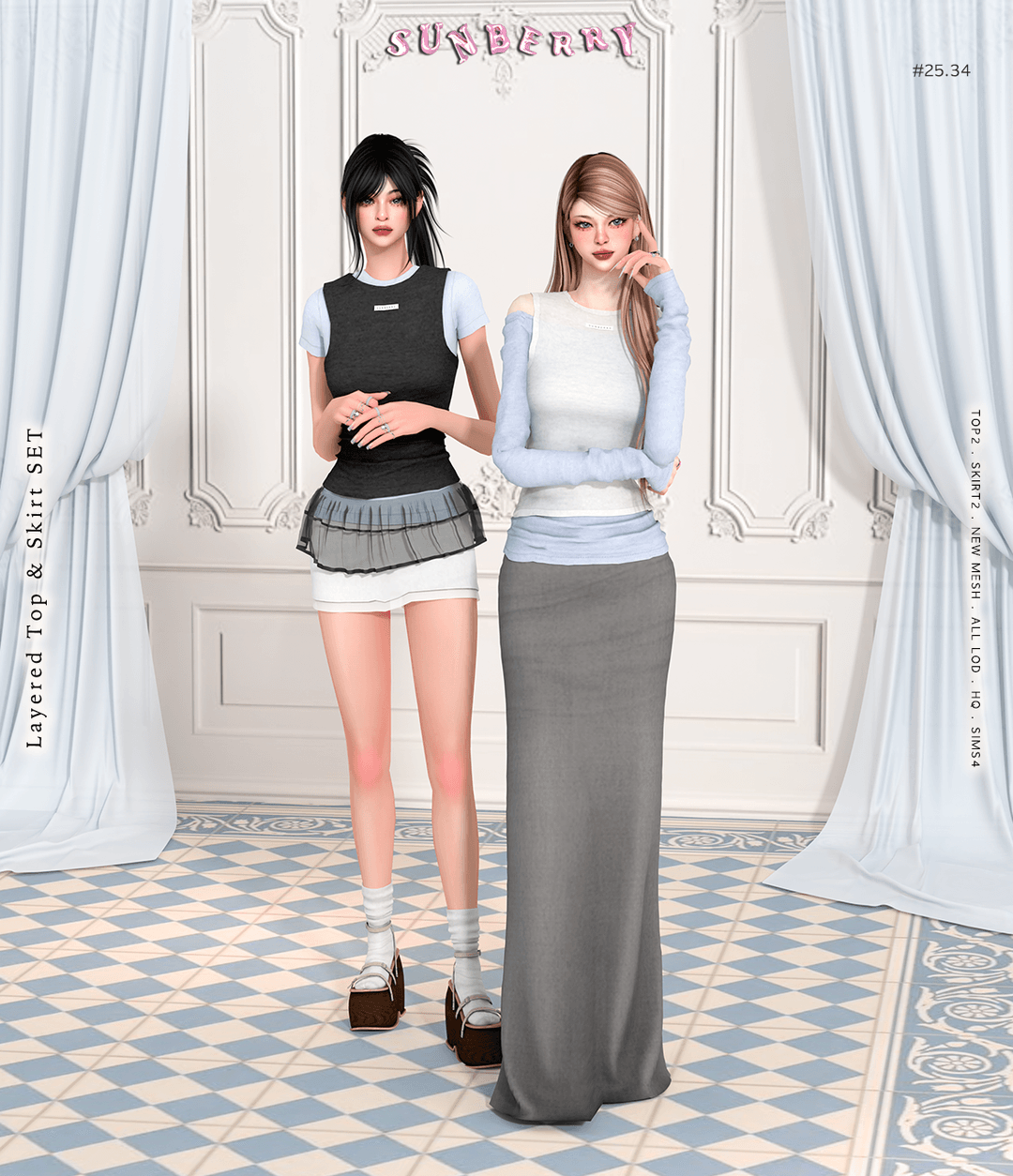 Скриншот мода Сет одежды Layered Top & Skirt set